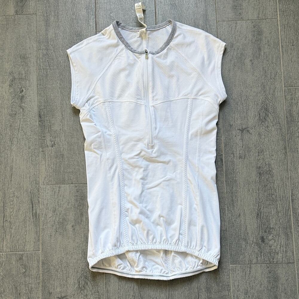 Lululemon Presta Cycling Jersey White Reflective Bike Top Size 4
